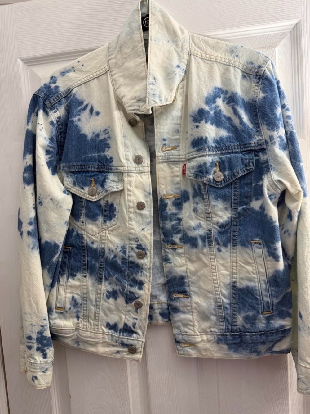 Levi's Light Blue & White Tie-Dye Denim Jacket with Red Tab